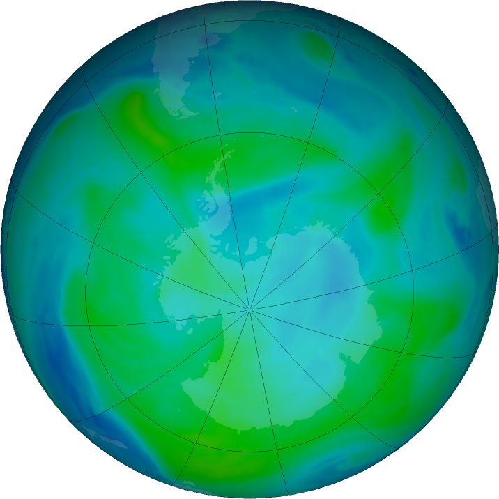 Antarctic ozone map for 06 February 2024